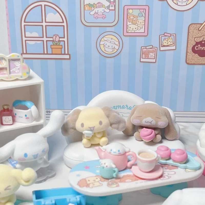 Re Ment Sanrio Cinnamoroll Flocked Blind Box Miniature Living Room Decorative Figurines Capsule Toy Collectible For Anime Fans view 2