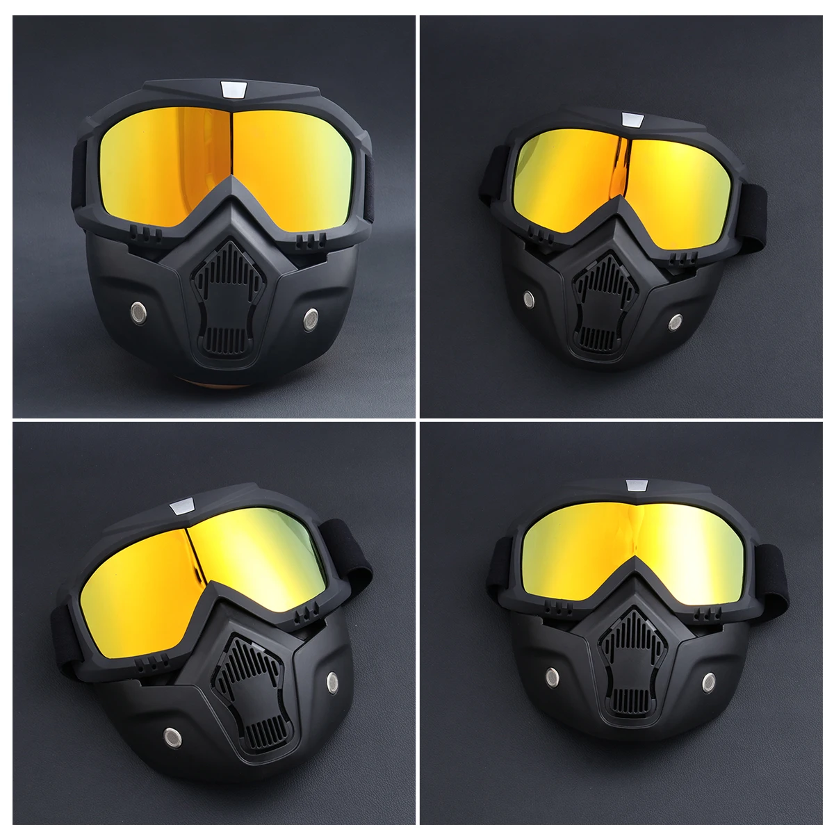 

Goggles Mask Face Eyes Detachable Motorcycle Fashion PC Lens Anti Fog Impact Outdoor Sports Gear