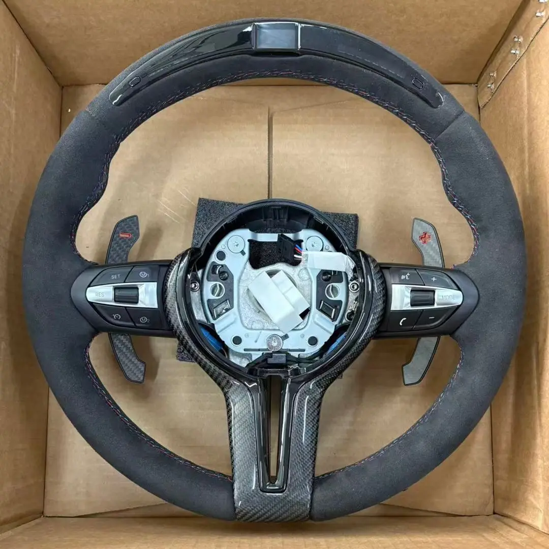 Custom Suede Steering Wheel Suitable For BMW F10 F30 F20 F31 F07 F11 F15 F16 F22 E71 X5 E90 M3 M5 M6 Automotive Parts With LED