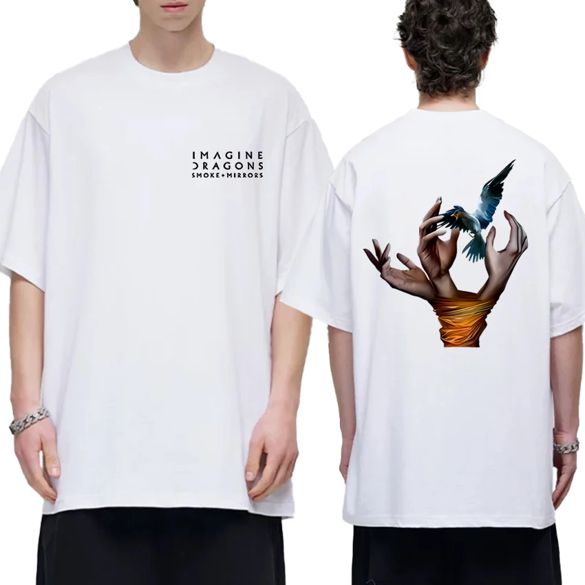 

2025 New in Imagine Dragons Band Double Sided printed T shirt Men Women Album harajuku short sleeve T-shirt Unisex Cotton Tops