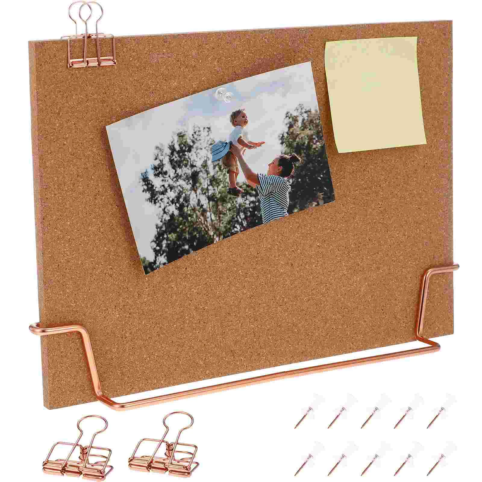 Bulletin Board Kurk Memo voor Bureau Desktop met Standaard Staande Pin Kantoor Houten Bamboe