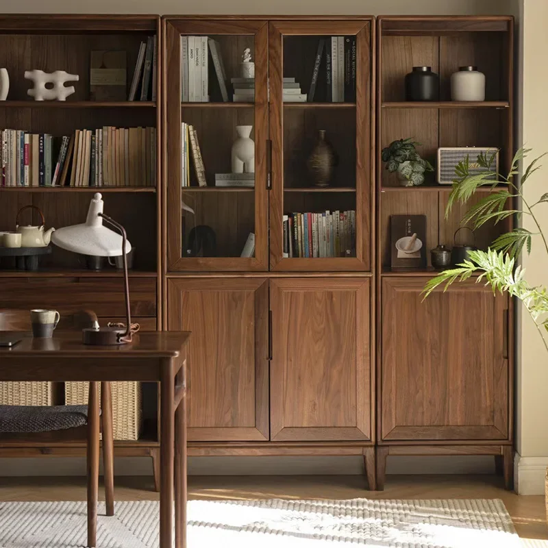 North American black walnut bookcase, all solid wood combination