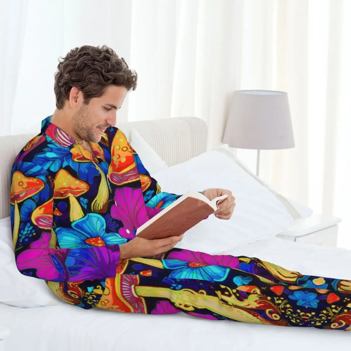 Men's Home Suits Long-sleeved Psychedelic Mushroom Sprin Suits for Autumn and Winter Pajamas for Men