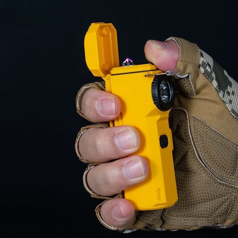 Outdoor Windproof and Waterproof Dual Arc Light Multifunctional Flashlight Emergency Light USB Fast Charging Light Lighter