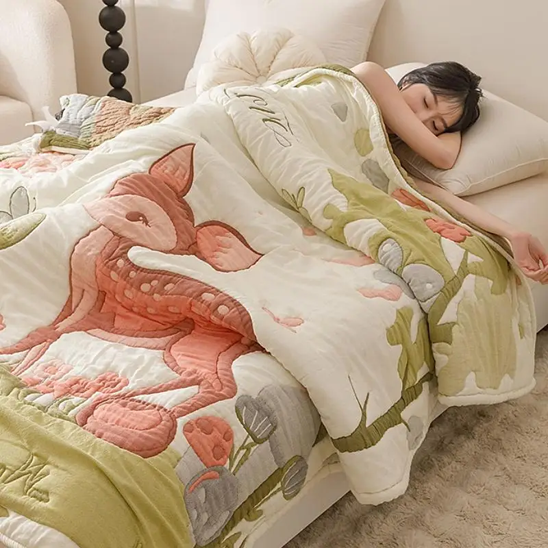 10-Layer 100% Cotton Gauze Blanket - A-Class Baby Kids Towel Quilt for All Season, Thickened Children's Lightweight Bedspread