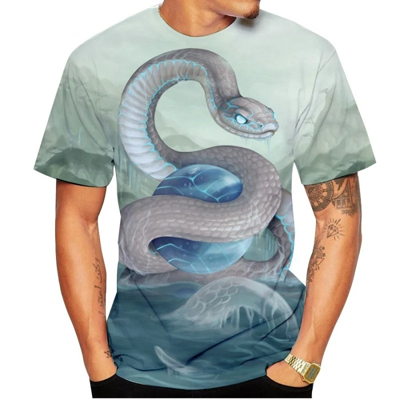 Summer Snake 3D Printed T-Shirts Horror Animal Streetwear Men Women Fashion Oversized O-Neck T Shirt Kids Tees Tops Man Clothing