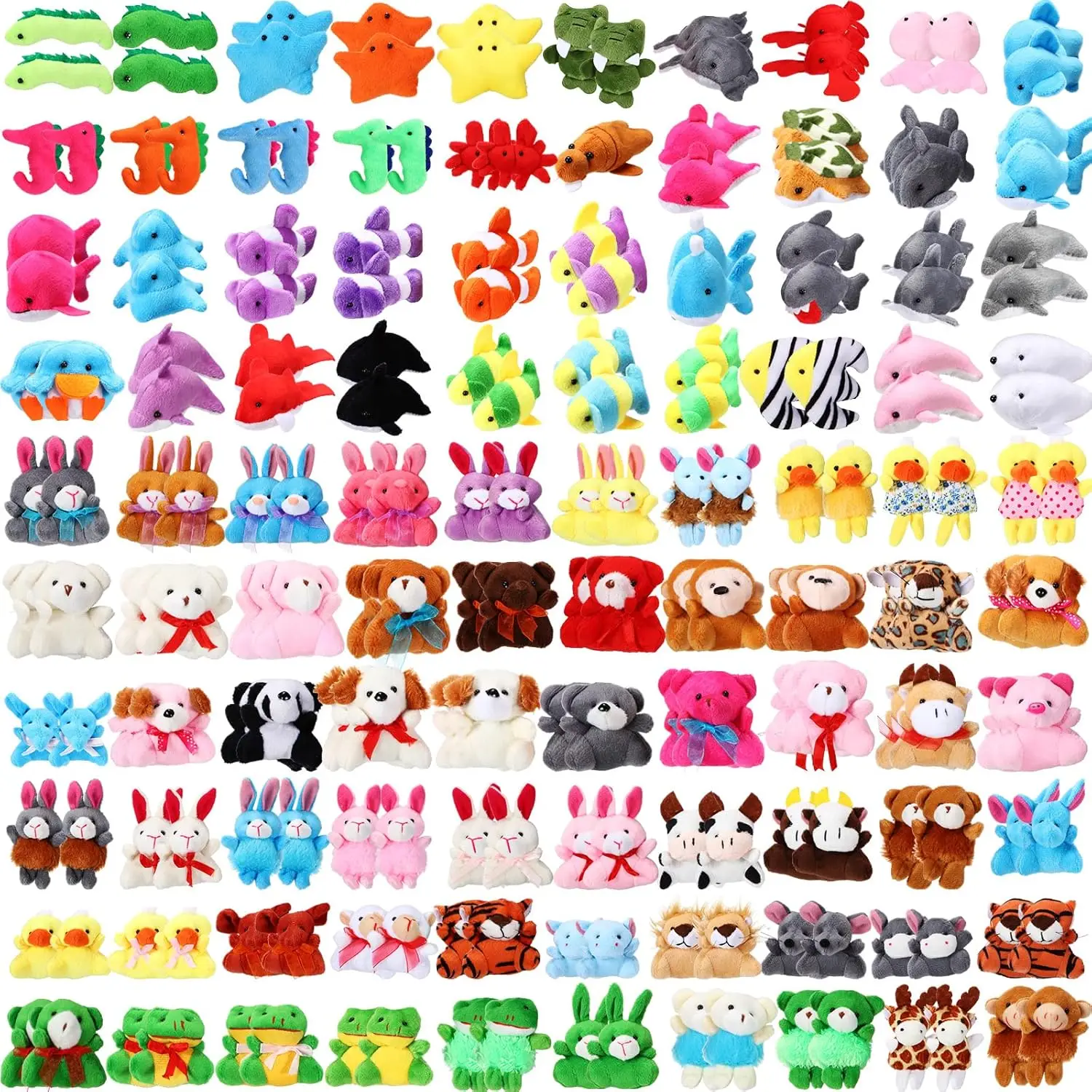 Mini Stuffed Animals Bulk Tiny Ocean Animals Small Plush Animal Toys Decoration for Kids Back to School Gift Classroom R