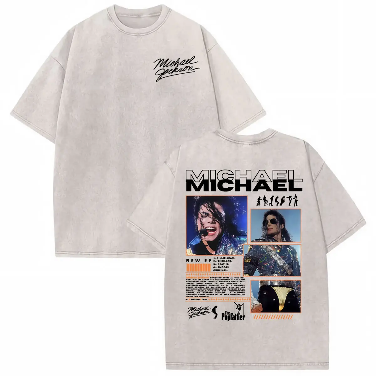 Vintage Washed King of Pop Michael Jackson Dangerous World Tour T Shirts Men Women Harajuku Hip Hop Casual Short Sleeve T-shirts view 6