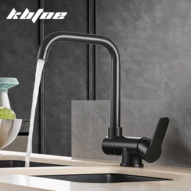 

Matte Black Folded Kitchen Faucet Rotatable Creative Sink Mixer Tap Hot Cold Water Deck Mounted Stainless Steel Brushed Nickel