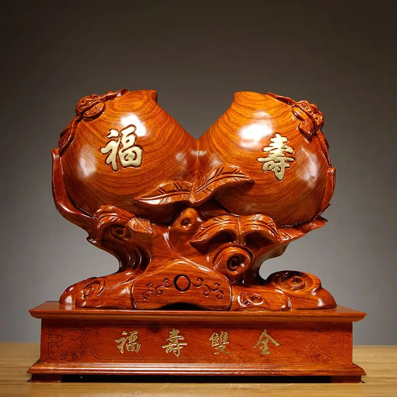 palissander snijwerk Fushou Shuangquan Shou perzik ornament woondecoratie ambachten