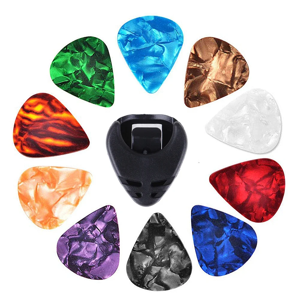 10Pcs Guitar Picks Colorful Guitar Picks with Pick Holder Ukulele Picks Multicolor Celluloid 0.46/0.71/0.96mm Guitar Accessories