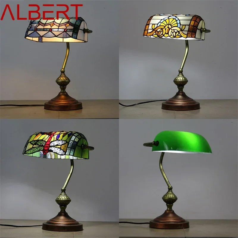 ALBERT Lampada da tavolo Tiffany LED Moderna lampada da comodino in vetro colorato creativo Decorazione per la casa Soggiorno camera da letto