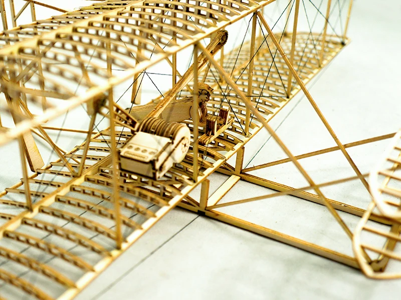 Real Hawk Wright Brothers Flyer im Maßstab 1:24, Flugzeug, Holz, massiv, DIY-Montagemodell-Set, Holzspielzeug, Ornamente, Kindergeschenke – Detail 5