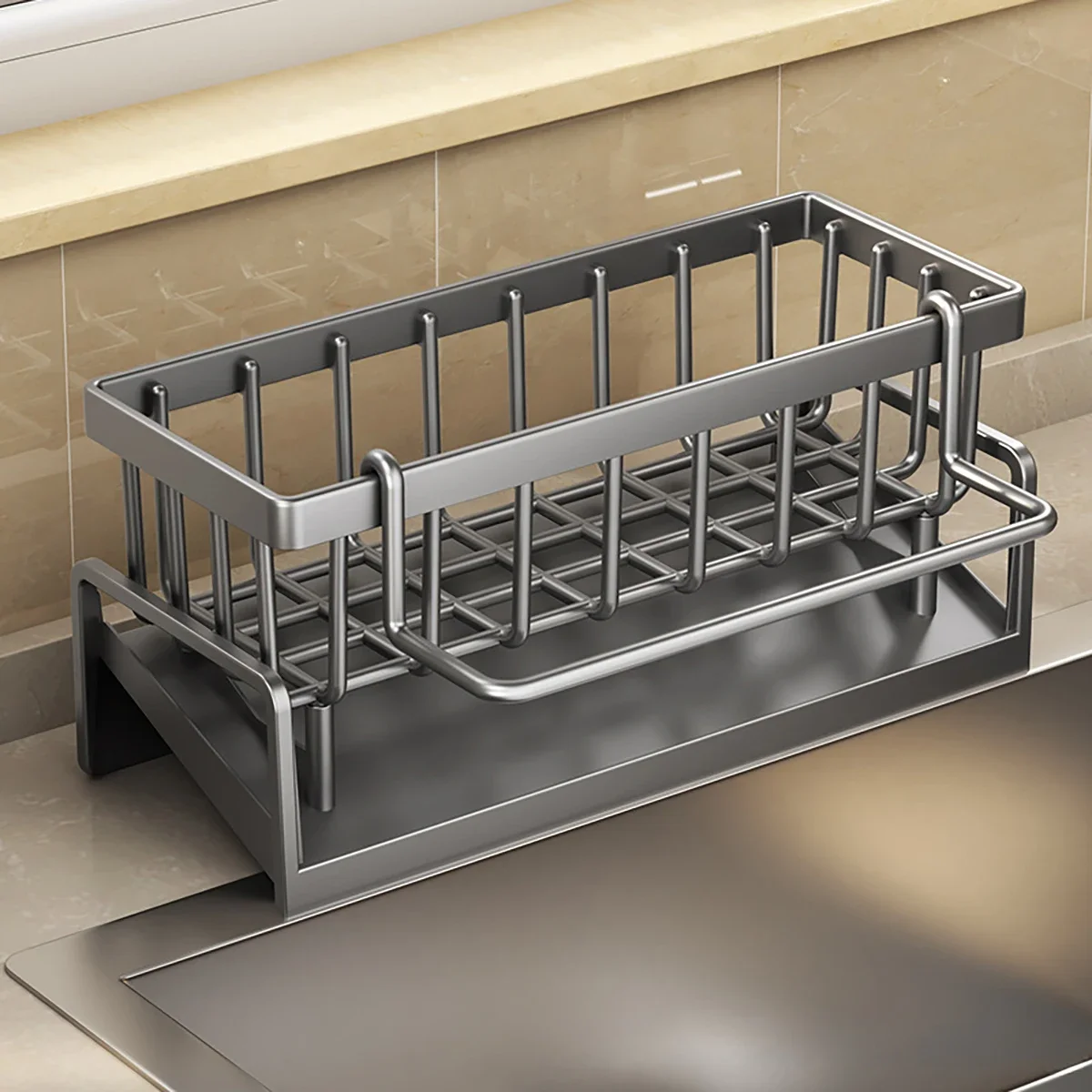 Kitchen Sink Sponge Holder ABS Material Durable Soap Rack Kitchen Supplies Storage Rack Home Spice Rack Drainage Shelf