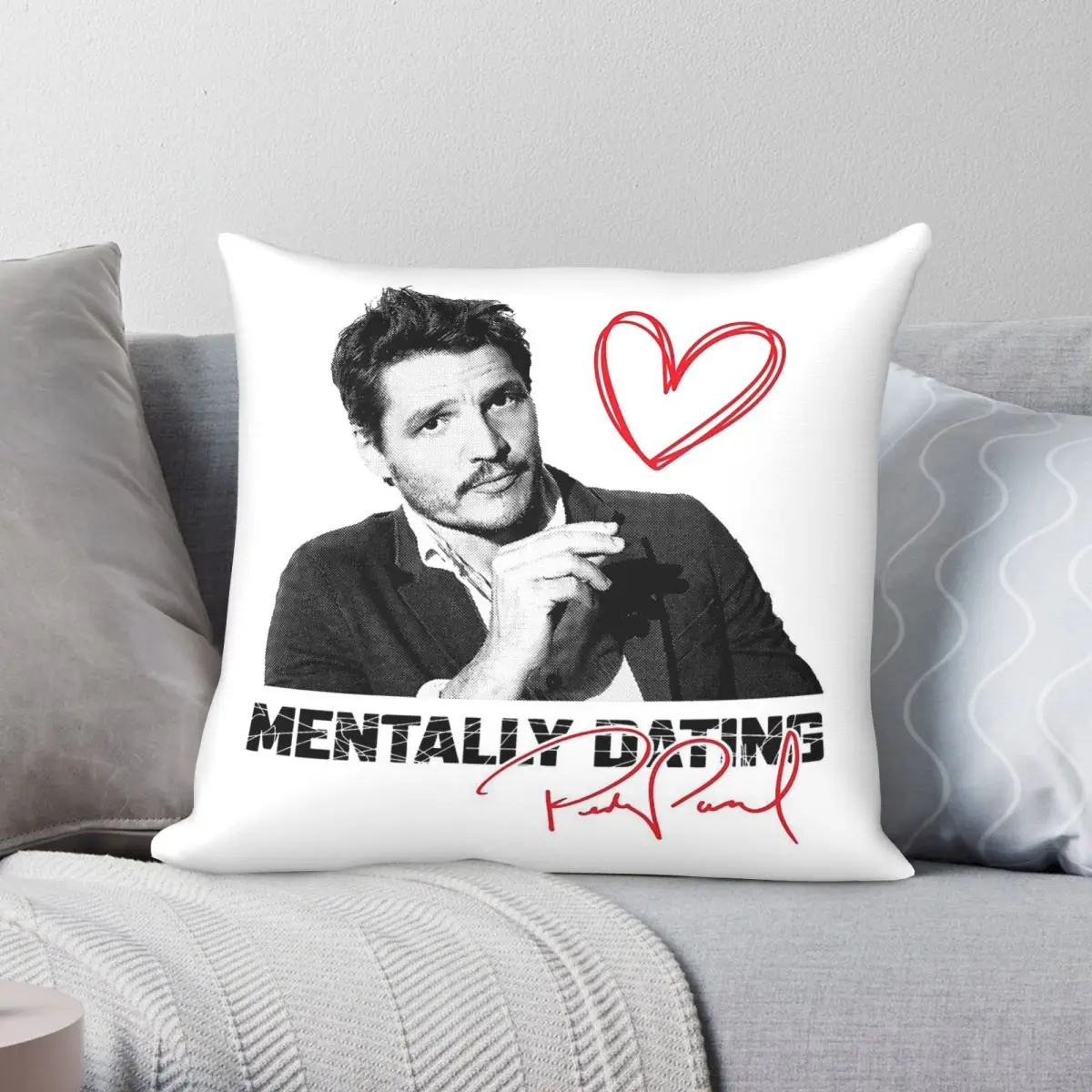 Mentally Dating Pedro Pascal Square Pillowcase Polyester Linen Velvet Creative Decorative Throw Pillow Room Cushion Cover 45x45