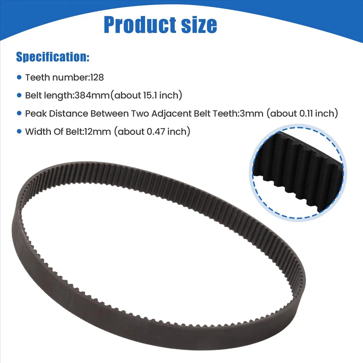 #04B (Black)3Pcs 3M-384-12 Drive Belt for Electric Bike E-Bike Scooter Motorcycle,Automotive Parts & Accessories