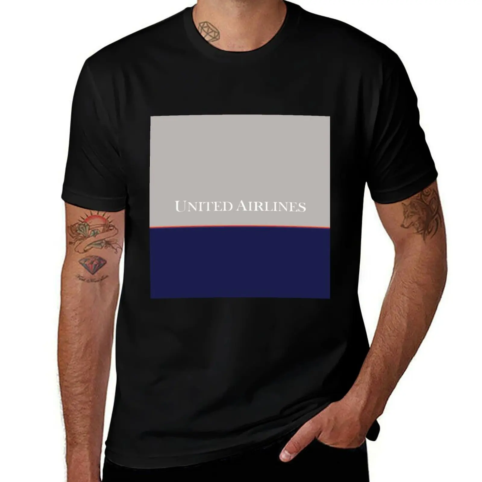 United Airlines Battleship Gray Livery T-Shirt Everyday Wear Basic Short Sleeve Top