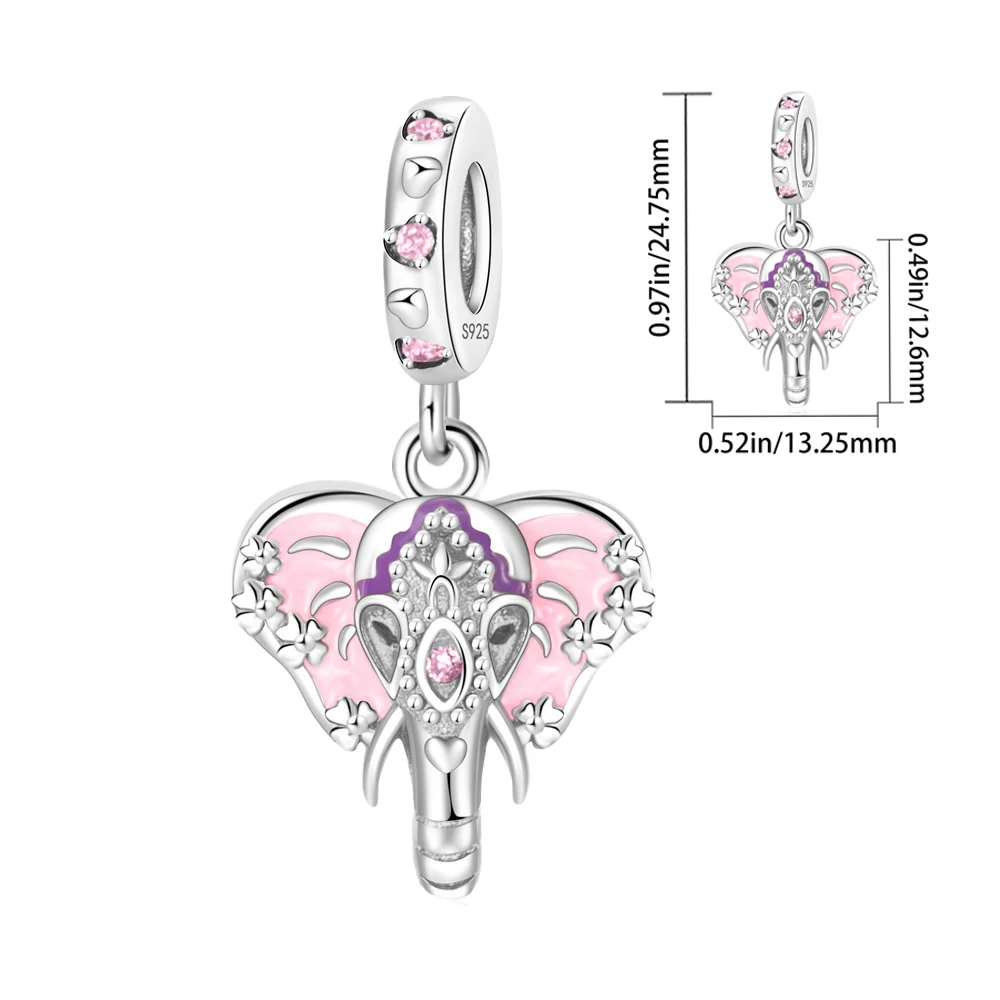 High Quality Silver Plated Fit Pan Bracelet Elephant Pendant Charm DIY Women Fashion Jewelry Gift Original 2025 New Arrival
