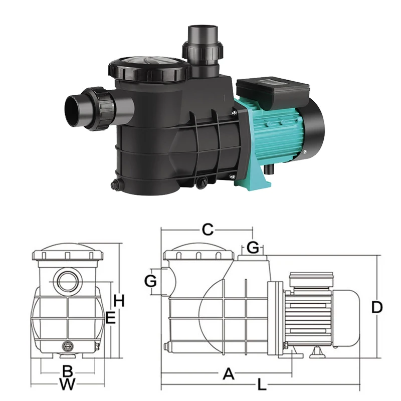 Self-Priming Circulating Filter Pump 220V 2 Inch/50mm For Freshwater Seawater In Fish Ponds Swimming Pools And Baths