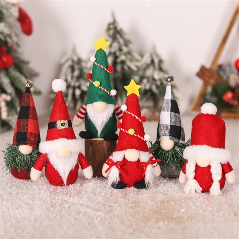 1 pçs boneca sem rosto chapéu de malha gnome boneca natal feliz natal decorações para casa anão rudolph boneca presentes de ano novo