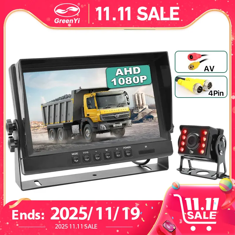 9 بوصة IPS شاشة 4Pin RCA التوصيل شاشة فيديو السيارة مع AHD 1920x1080P IR للرؤية الليلية كاميرا لموقف السيارات لأي نموذج سيارة