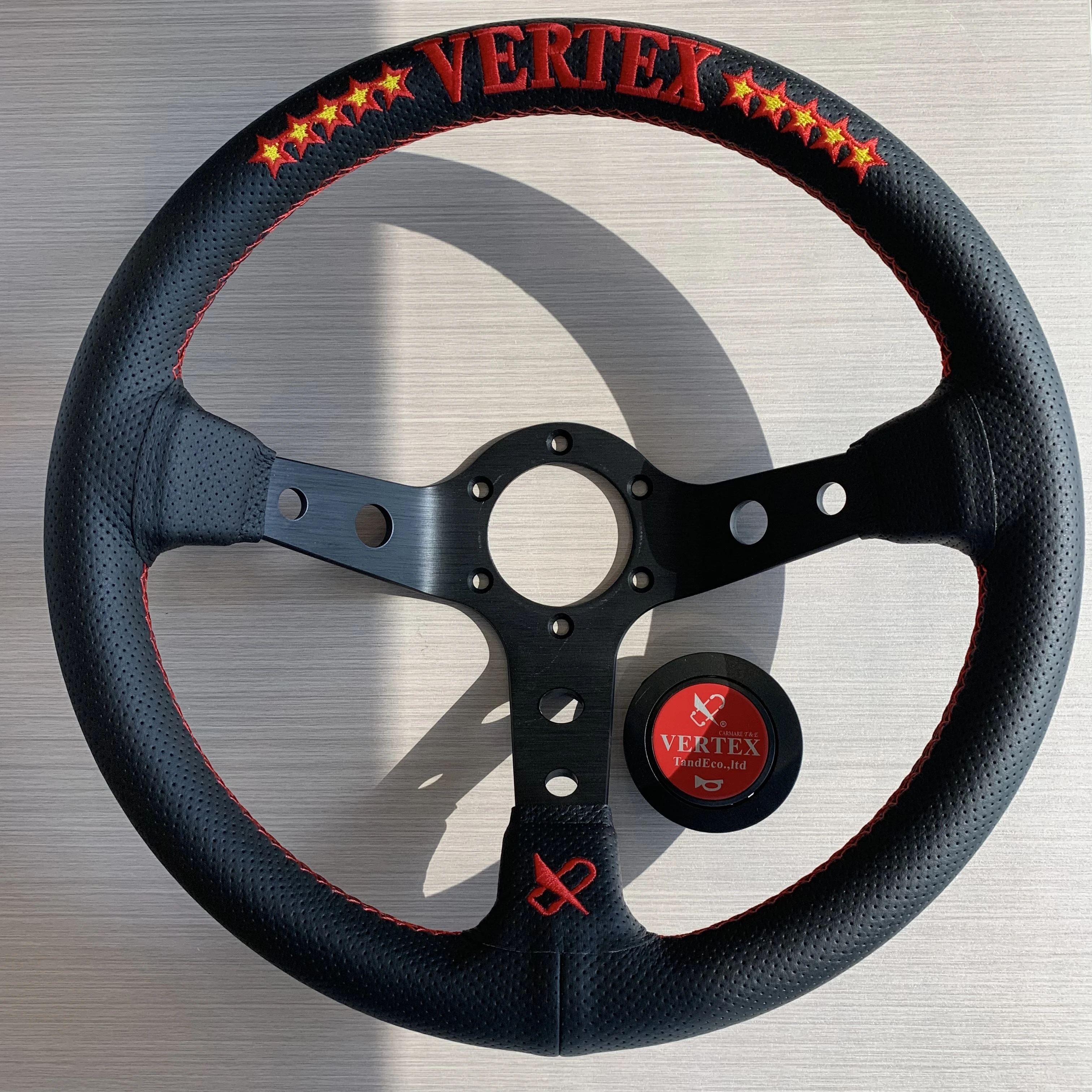 Vertex Car Sports Steering Wheel Leather Embroidery Drift Modified Interior Parts Universal Steering Wheel For Racing ﻿
