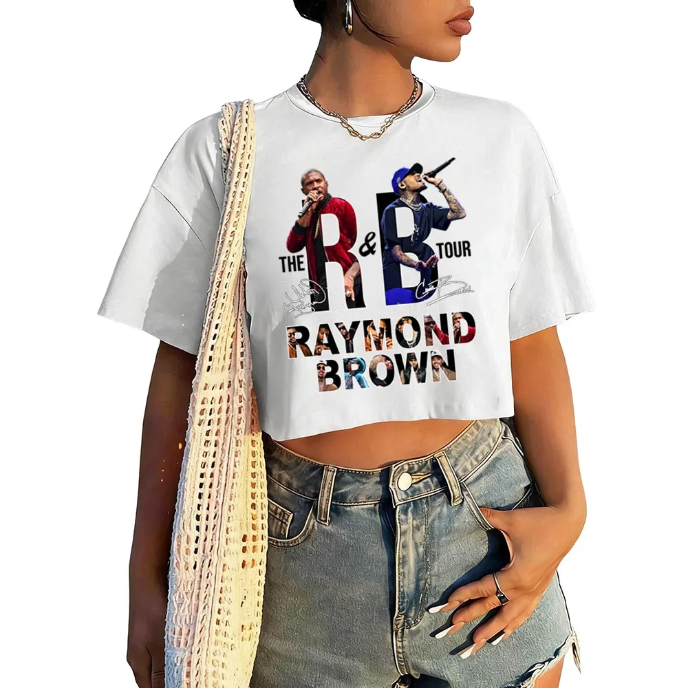 2026 Chris Brown and Usher Tour Shirt Women O-Neck Short Sleeves Crop Tops T-shirt