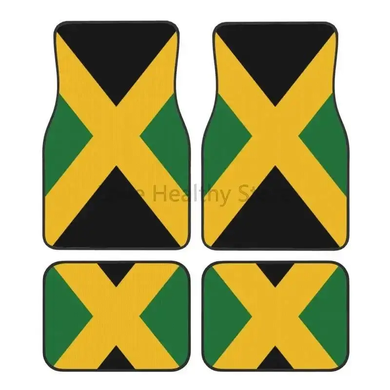 

Flag of Jamaica Print Car Floor Mats of 4 Pcs Front and Rear Foot Mats with Rubber Backing Non Slip Car Carpets Rugs Universal