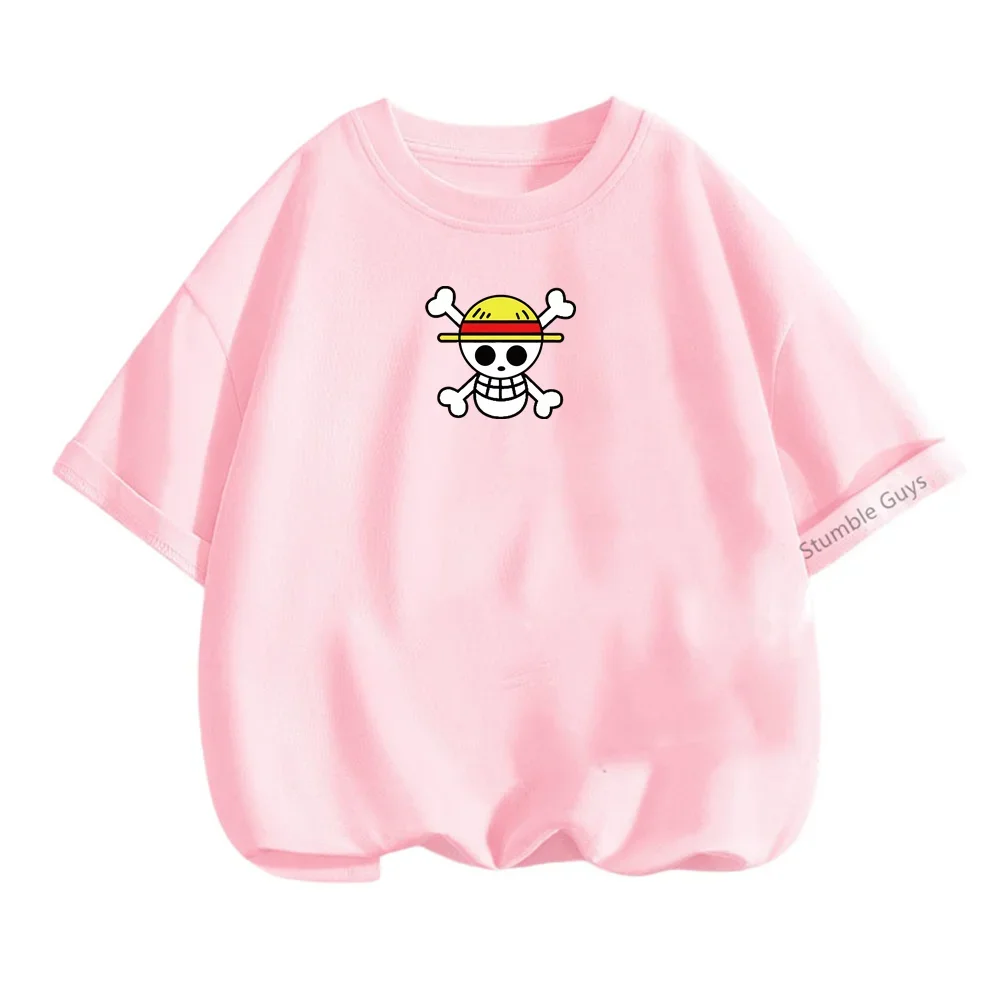 Camiseta Luffy Anime infantil, roupa de criança, Tops de manga curta para menino, T-shirt, roupa de menino, verão, novo, 1 pc, 2022