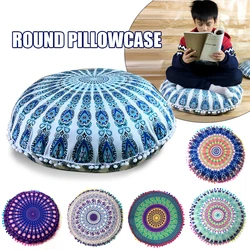 43/80CM Federa rotonda con motivo mandala bohémien Federa per cuscino stampata con elefante indiano Federa per cuscini da pavimento per meditazione Boho