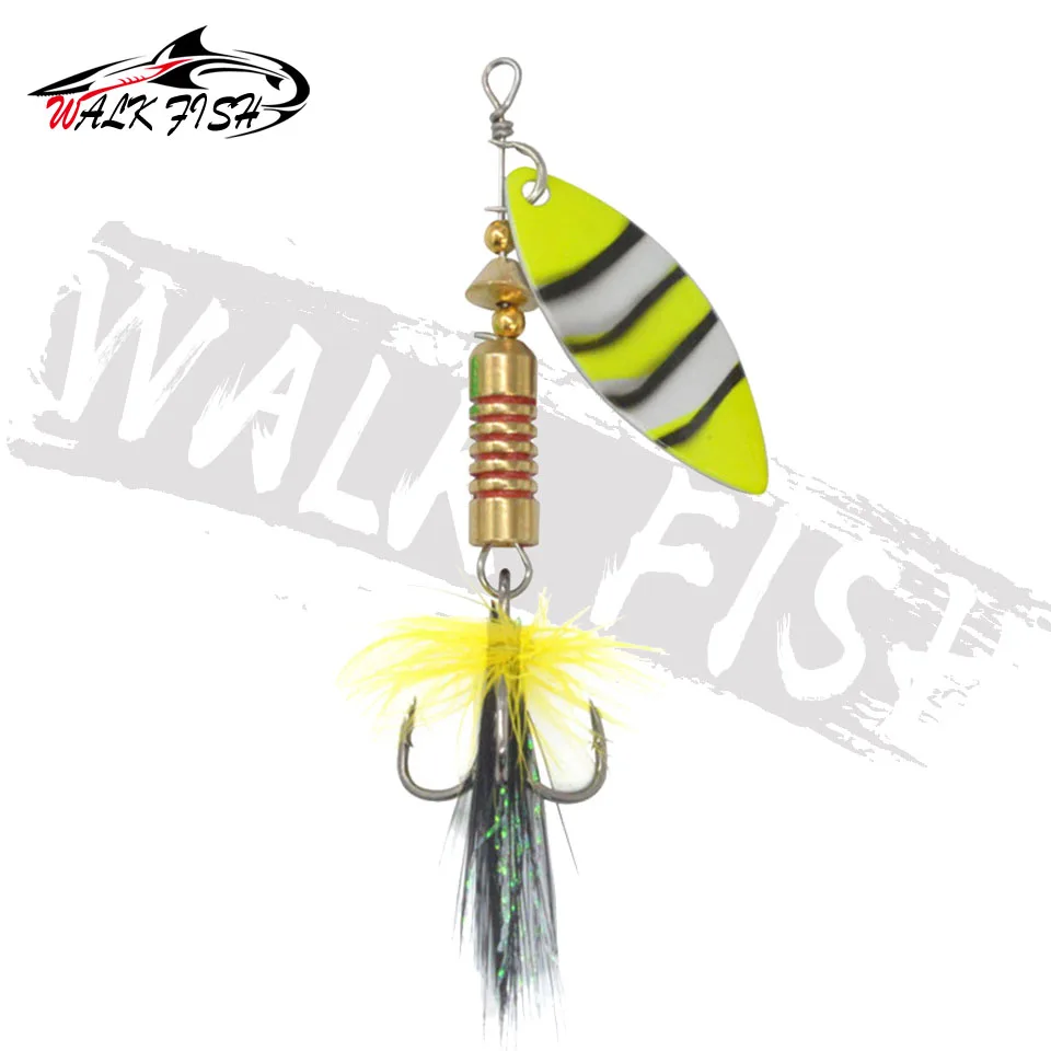 WALK FISH 1PCS Spinner Lure 6g Hard Bait Spoon Lure Feather Treble Hook Fishing Lure Crankbait Bass Lure Wobblers Pesca