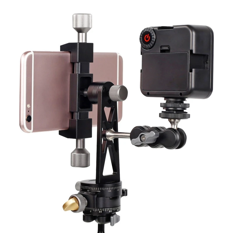 Cima Pro Phone Holder,Universal SmartPhone All Metal Tripod Adapter Cell Phone Clipper 360 Rotation for Android and IOS Phone