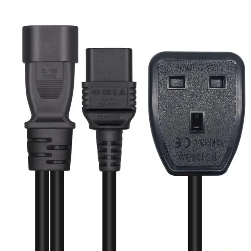 F62C IEC320-C14 Male to IEC320-C19 +UK Female Power Supply Converter Cable Cord