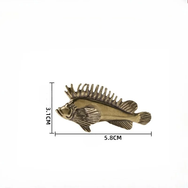 Creative Brass Arowana Figurine Antique Copper Fish Miniatures Ornament Home Decoration Craft Office Desktop Statue Tea Pet