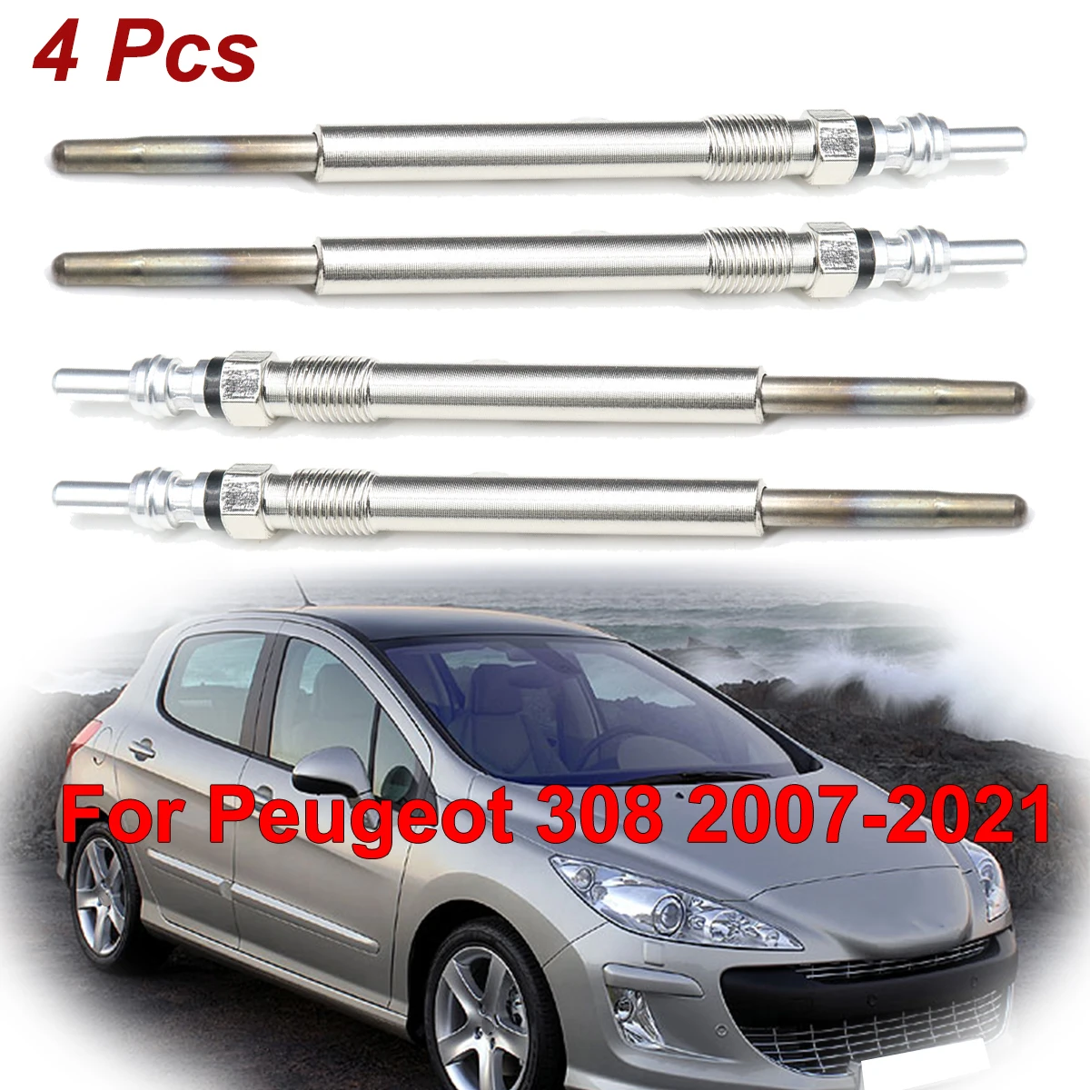 

5V Diesel Heater Nickel Plating Glow Plugs 1612736680 5960E6 For Peugeot 308 2007 2008 2009 2010 2011 2012 2013-2021 1.6 2.0 HDi