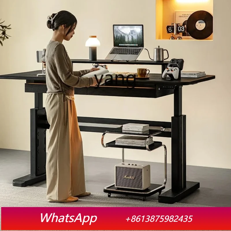 

MM Lifting Desk Solid Wood Black Study Double Ash Computer Electric Smart Study Table