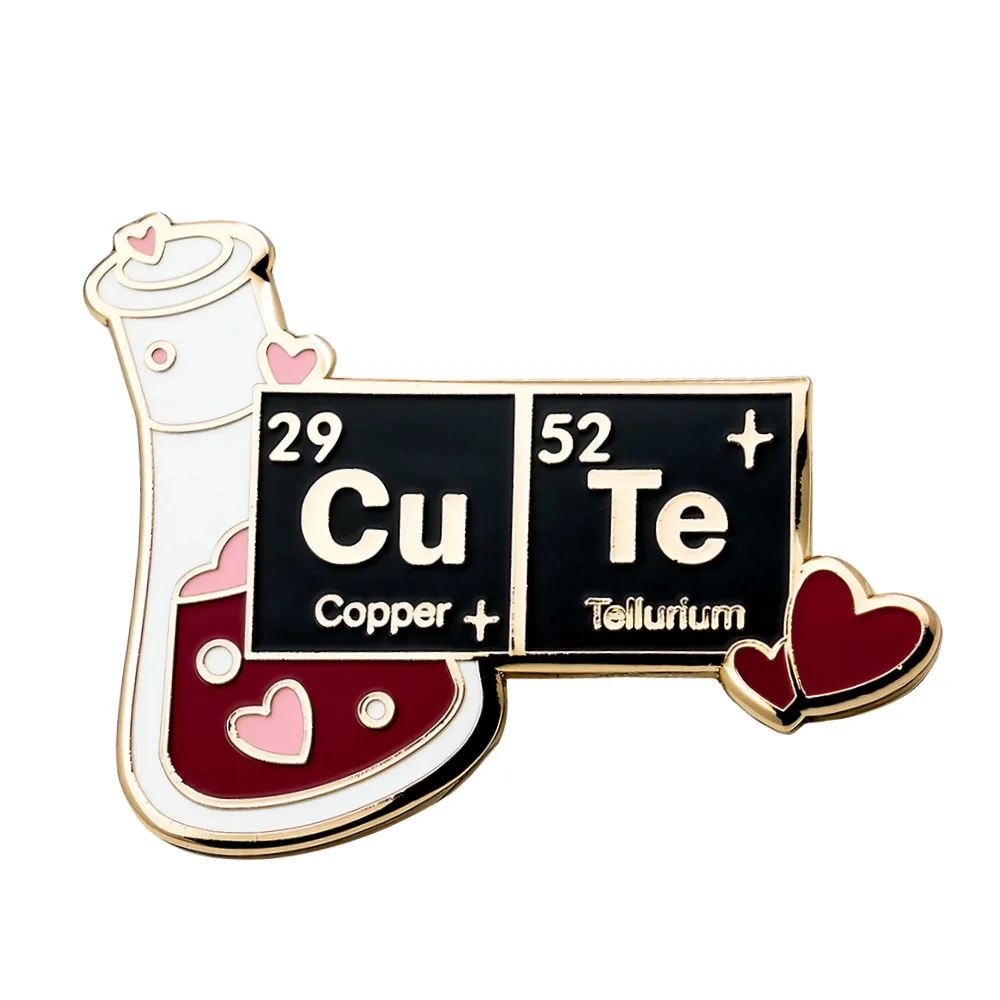 Cute Copper Tellurium Enamel Pin Magic Medicine Bottle Beaker Badge Periodic Table Brooch Chemistry Puns Gift Laboratory Gift Ac