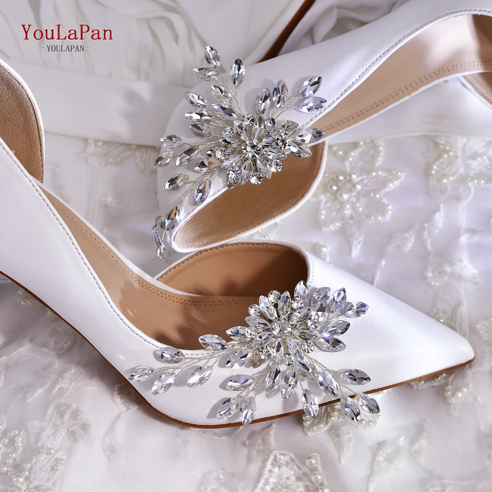 YouLaPan Bride Shoe Clips Rhinestone Accessories Removable Wedding Metal Clamp Women High Heel Charms Crystal Shoes Clips HX54