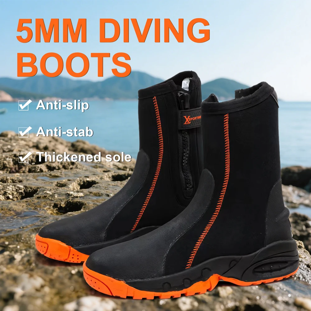 

Neoprene 5mm durable water diving boots with chloroprene rubber shoelaces and zippers for warmth and anti slip diving short boot
