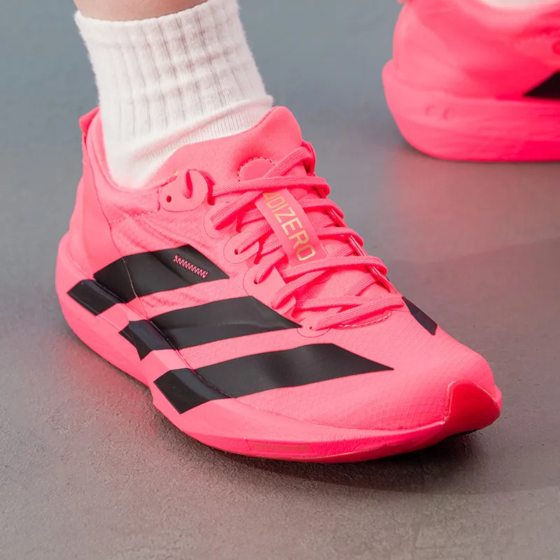 Adidas KI5697 Men Women Running Shoes Bright Pink Black Mesh Breathable Lightweight Sneakers
