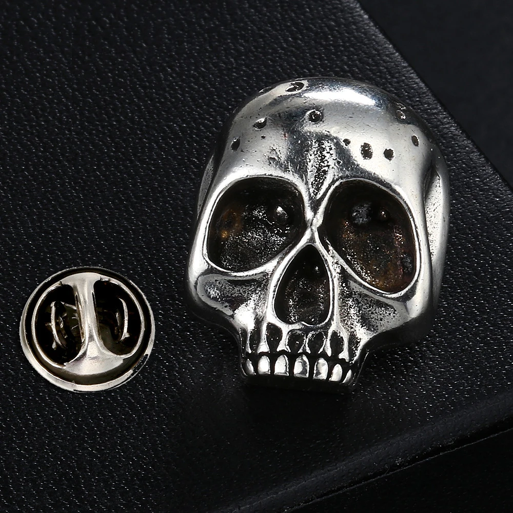 Punk Style Skull Head Brooch Gothic Backpack Badge Ghost Head Clothing and Bag Pins Fashion Men Women Halloween Gift OHX001