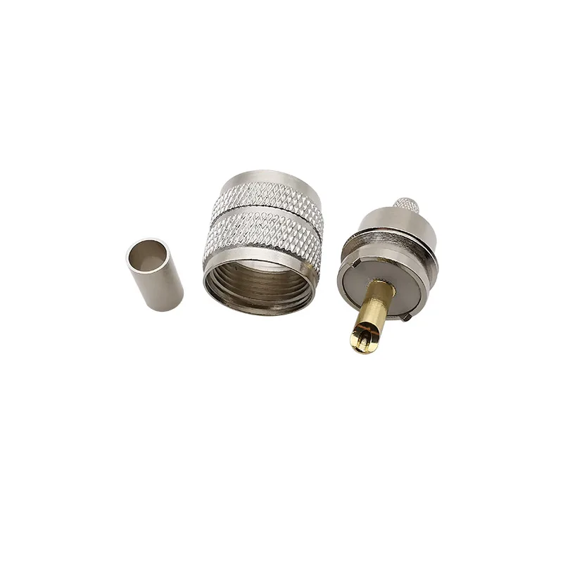 10Pcs/lot UHF PL259 PL-259 Male Plug Soldering Crimping RF Coaxial Adapter Connectors for RG58 LMR195 RG400 Coaxial Cable