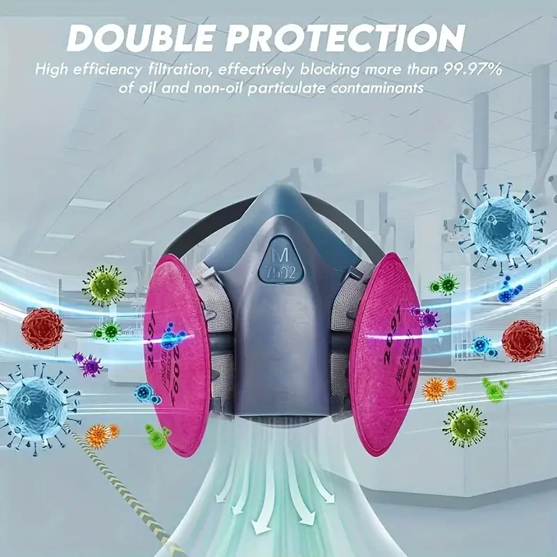 Imagem -05 - Meia Máscara Respiradora Reutilizável Respirador P100 Proteção Respiratória Grau Nocivo Vapor Orgânico 7502 com 2097 7502