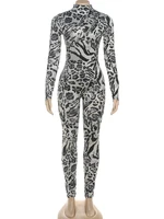 Sisterlinda Fitness Jumpsuit Women Sexy Zip Leopard Print Full Sleeve Streetwear Activity Workout Casual Tight Stretch Overalls - Image 6