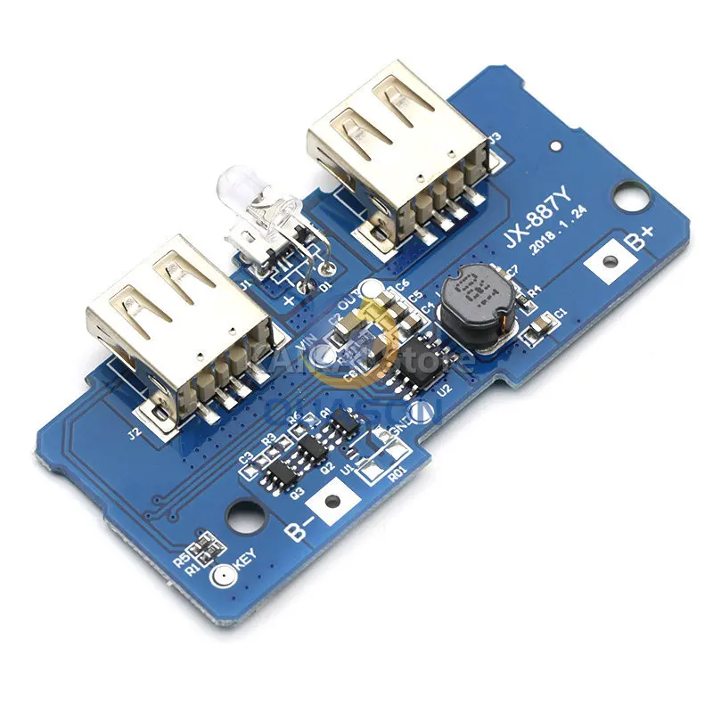 5V 2A Power Bank Charger Module Charging Circuit Board Step Up Boost Power Supply Module 2A Dual USB Output 1A Input