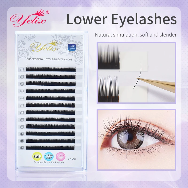 

Yelix Lower Lashes Natural False Individual Eyelash Extension 6mm 7mm 8mm Short Sizes Under Eyelashes Lower Lashes