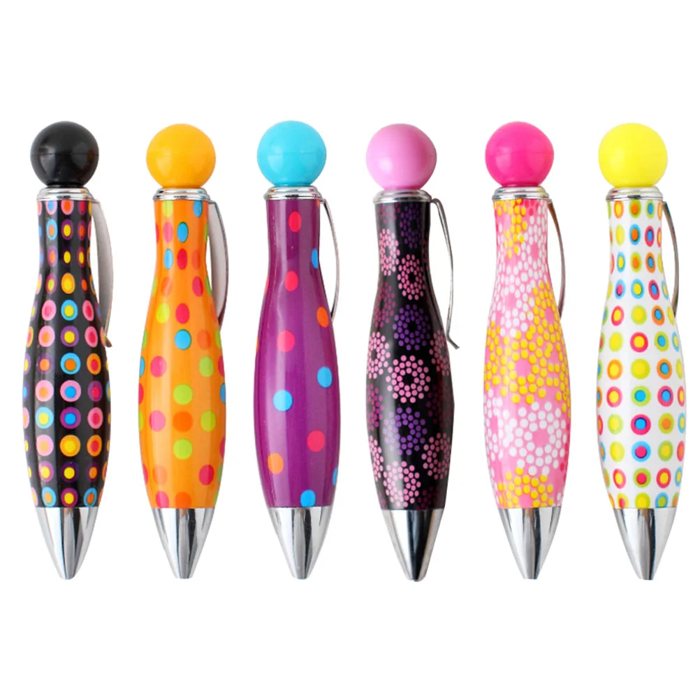 6 Pcs Retractable Ball Pen Gel Mini Ballpoint Fine Pens Come Novelty Sign Bowling Spherical Pupils