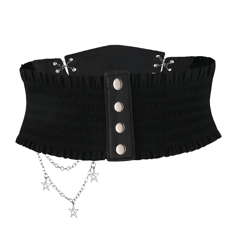 HERSHINE 1 piece trendy women's double chain five-pointed star waist belt Y2K Gothic style punk rock hip-hop Halloween cosplay