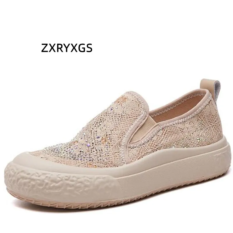 

ZXRYXGS Высококачественная сетчатая обувь со стразами женские повседневные кроссовки 2024 новая весенне-летняя обувь на плоской подошве сандалии трендовая обувь