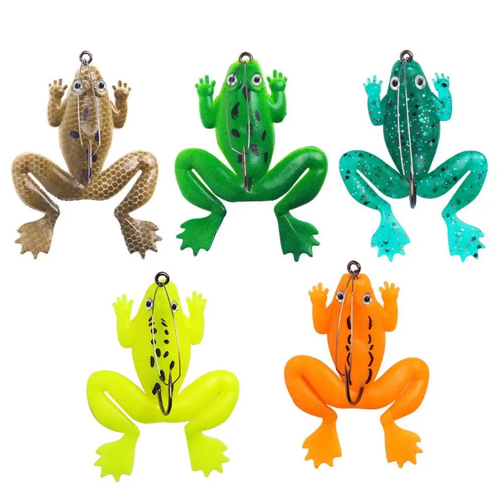 Soft Frog Lures 3D Eyes Artificial Silicone Frog Bait For Catfish Perch Bass Pike Fishing Tackle Fishing Tools Supplies image 4